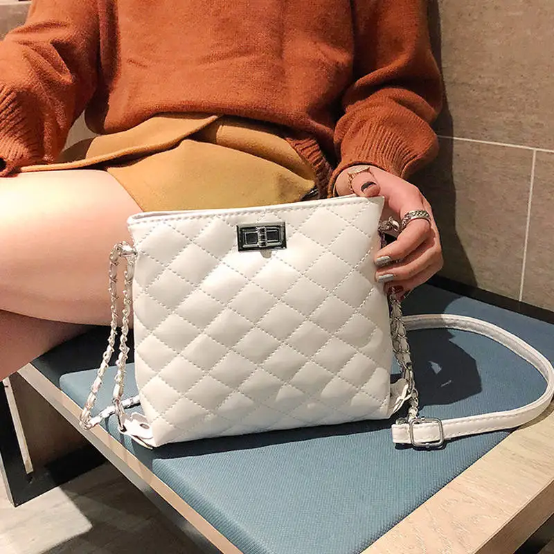 

Luxury Plaid Pattern Casual Business Woman's Handbag High Quality Fashion Chain Solid Color Female Bag Cross body Lady Totes