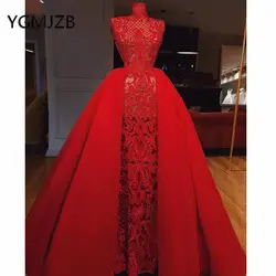 Sukienki Na Bal 2019 красный кружево Выпускные платья со съемной поезд вечернее бальное платье в виде русалки Саудовская Арабский для женщин