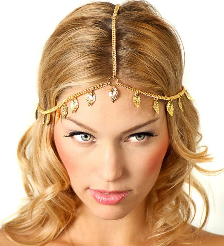 Bohemian Women Hair Jewelry Party Wedding Vantage Crown Leaf Tassel