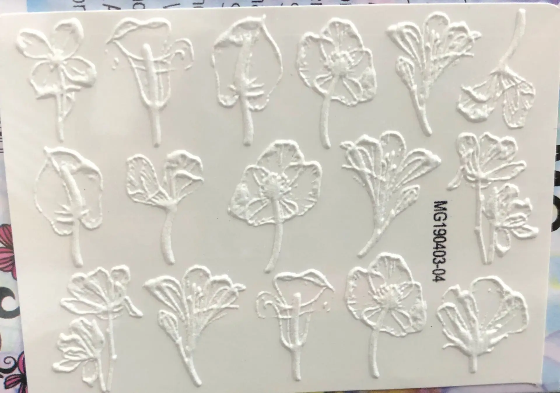 3D акриловая Выгравированная однотонная наклейка для ногтей с тиснением цветок Водные Наклейки для ногтей модные эмаистичные наклейки для ногтей с водной горкой#3D0011 - Цвет: 3D0011-1