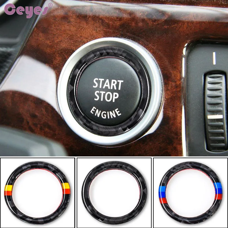 Ceyes Car Styling Fit For BMW E90 E92 E93 For M 3 Series German Flag Car Engine Start Stop Button Circle Stripe Trim Car-Styling