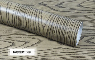 gray black wood Новые самоклеящиеся толстые водонепроницаемые ПВХ деревянные зерна наклейки пленка, Боинг обои шкаф двери мебель ремонт - Цвет: gray black wood