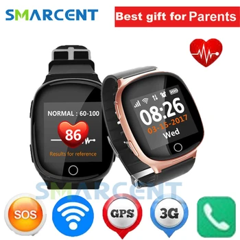

D100 Elderly Smart Watch Heart monitor With fall-down alarm function Anti-lost Gps+Lbs+Wifi Tracking for iOS Android watches