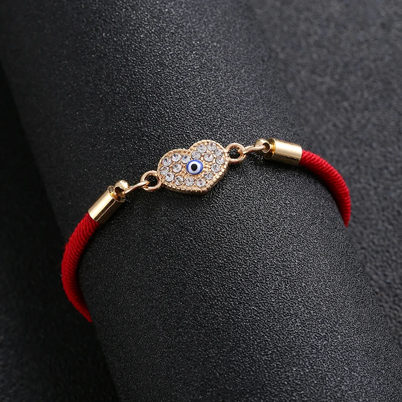 

Classic Turkish Eye Handmade Evil Love Heart Shape Charm Bracelet Red Rope Bracelet Men's and Women's Couples Gift Wholesale