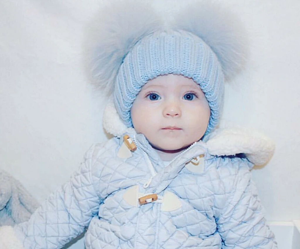 Зимний теплый вязанный Вязаный милый головной убор Beanie - Цвет: Синий