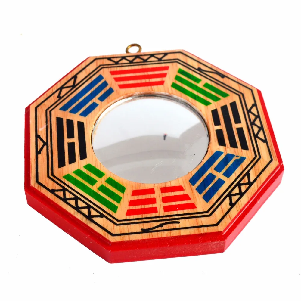 

Feng Shui Convex Peach Wood Bagua Mirror Pakua 4 Inch J2343