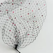 Черная птичья клетка вуаль с красными Стразы румяна длина свадебная вуаль caystal свадебная вуаль свадебные аксессуары