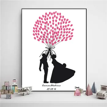 

Lover Wedding Fingerprint Painting Guest Book Customized DIY Fashion Romantic Engagemen Party Souvenir Sign Wall Art Home Decor