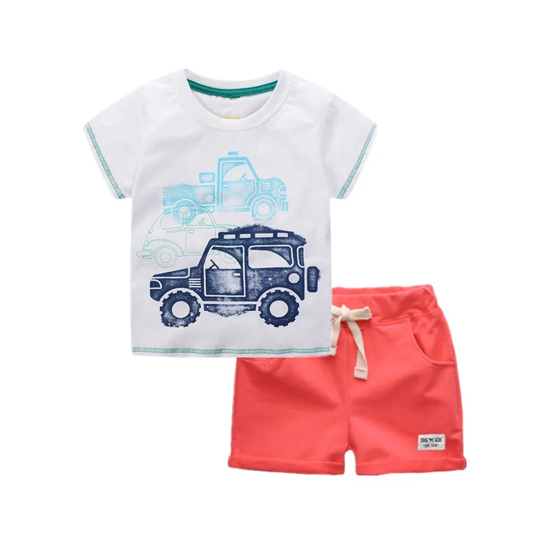 VIDMID/летние детские комплекты одежды Детская футболка для мальчиков+ короткие штаны комплекты одежды из 2 предметов детская одежда для маленьких мальчиков - Color: as photo