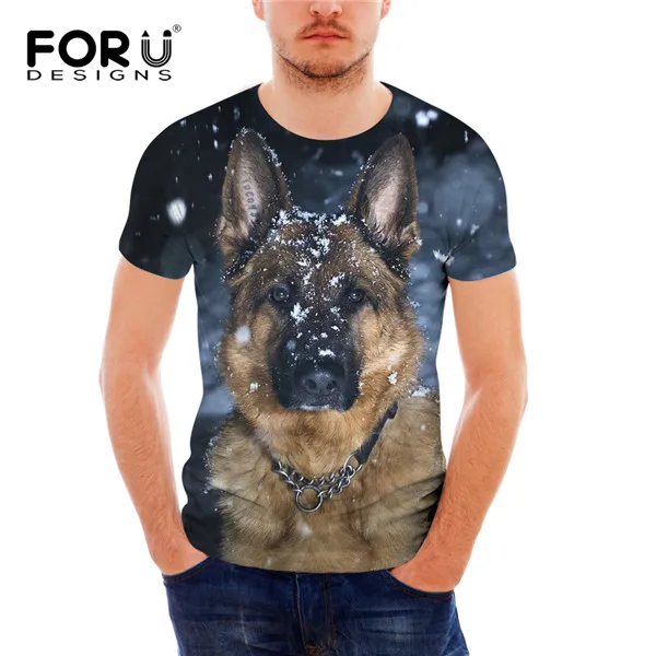 FORUDESIGNS/крутая немецкая овчарка, 3D печать, мужская летняя футболка, дышащие топы с коротким рукавом, футболки, новинка, мужская одежда - Цвет: H9261CF