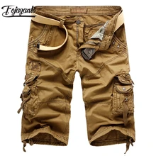 FOJAGANTO, новинка, мужские шорты, одноцветные, мужские шорты, много карманов, модные, для улицы, мужские шорты Карго(без пояса