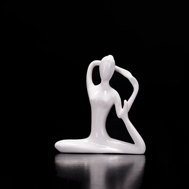Abstract Art Ceramic Yoga Poses Figurine Porcelain Yoga Lady Statue