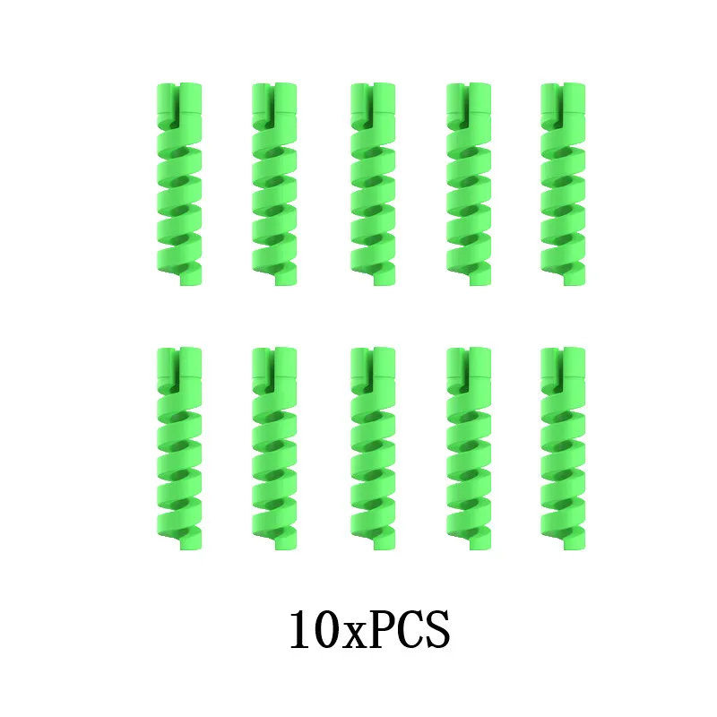 10 шт. кабель протектор спиральная трубка провода устройство для сматывания шнура Органайзер держатель кабеля для iPhone samsung Xiaomi покрытие кабеля - Цвет: 10PCS-green