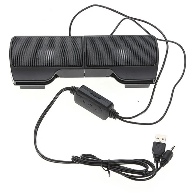 LEORY 1 пара мини портативный Clipon USB стерео колонки линейный контроллер Саундбар для ноутбука Mp3 телефона музыкальный плеер ПК с зажимом - Цвет: Черный