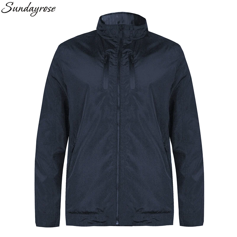 Brand Clothing Men's Waterproof Sport Jackets Solid Fitness Gym Jogging Mesh Lining Black