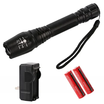 

Ultra Bright 5 Modes T6 3800LM Zoom able Led Flashlight Waterproof Torch Lights Bike Camping Light with Charger and Battery
