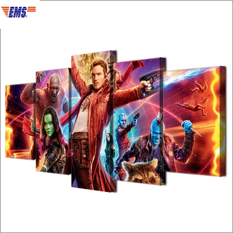 

5 Pieces Combination Picture Guardians Of The Galaxy Framed Decorative Picture Creative Home Wall Art Decorations X1425