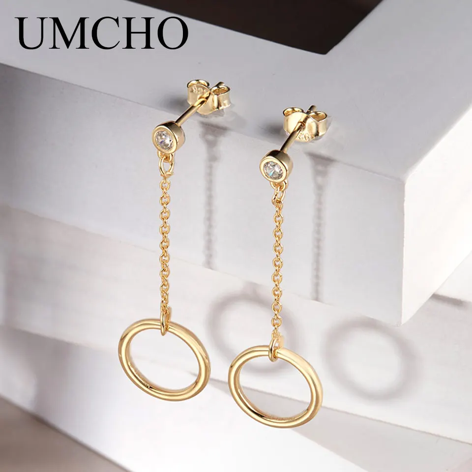 

UMCHO Real 925 Sterling Silver Earrings Cubic Zircon Drop Dangle Women Earrings Fashion Style Party Gift Fine Jewelry