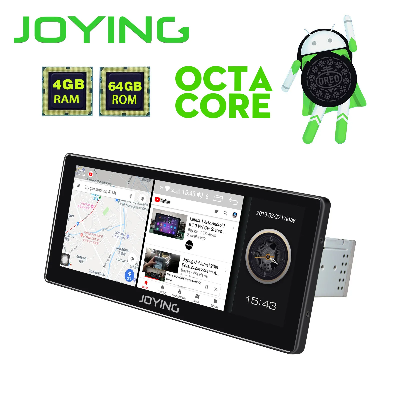 

JOYING single din Android 8.1 Car radio player universall car multimedia player 4GB+64GB built in 4G module stereo DSP 10.25" HD