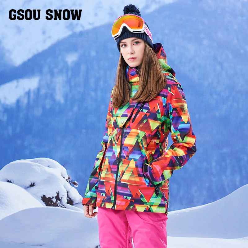 GSOU SNOW 2017 Женская лыжная куртка уличная одежда ветрозащитная Водонепроницаемая