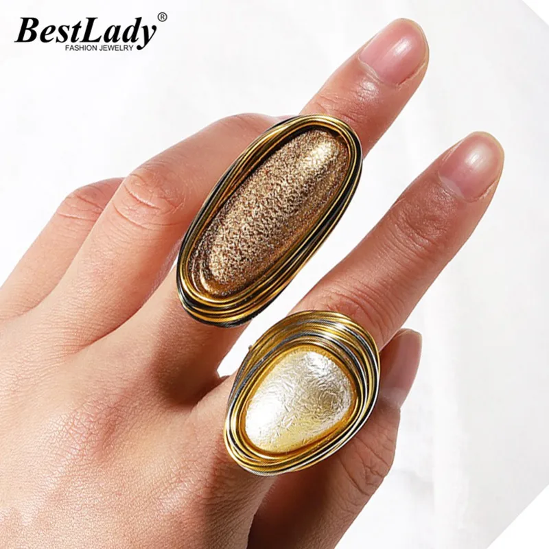 

Best lady Boho Vintage Handmade Semi-precious Stone Charm Rings For Women Ethnic Promise Rings Wedding Jewelry Bride Gifts