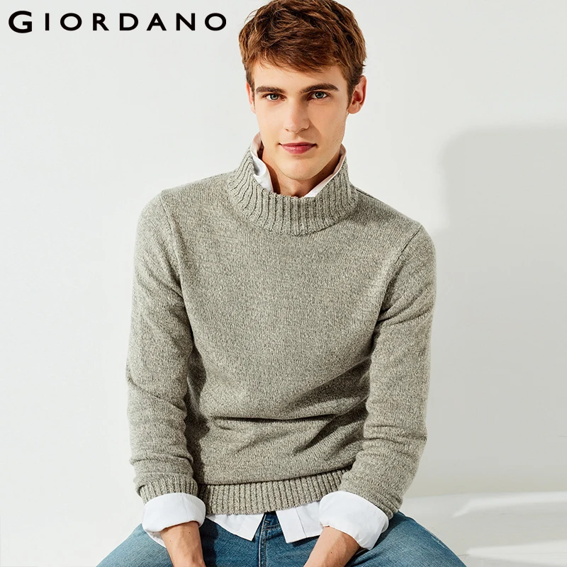 Giordano Men Sweater Men Thick Turtleneck Pullover Men