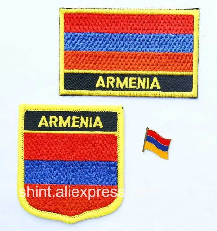 

Armenia Embroidery Patches Set of 3PCS one flag patch one badge patch one lapel pin