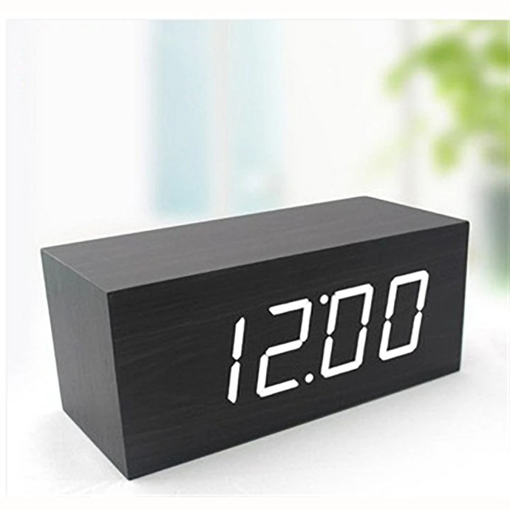 Download Snooze LED Alarm Clock Desk Digital Clock Bedroom Rectangle Temperature Sound Control Electronic ...