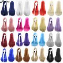 80 Cm Long Straight Wig Perruque Cosplay Costume Anime Blonde Gray Heat Resistant Synthetic Hair Wig Lolita Women Pelucas