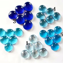 Синие стеклянные бусины, 60 шт., подарок для рукоделия, разноцветные галечные камни для вазы, аквариума, декор для аквариума, плоские стеклянные каменные шарики