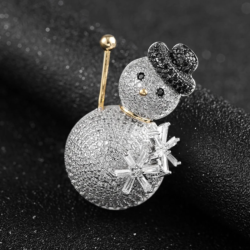 

Delightful Snowman Brooches Gorgeous Rhinestone Holiday Jewelry Women Girls Christmas Snowflake Pin Vintage Winter broches mujer