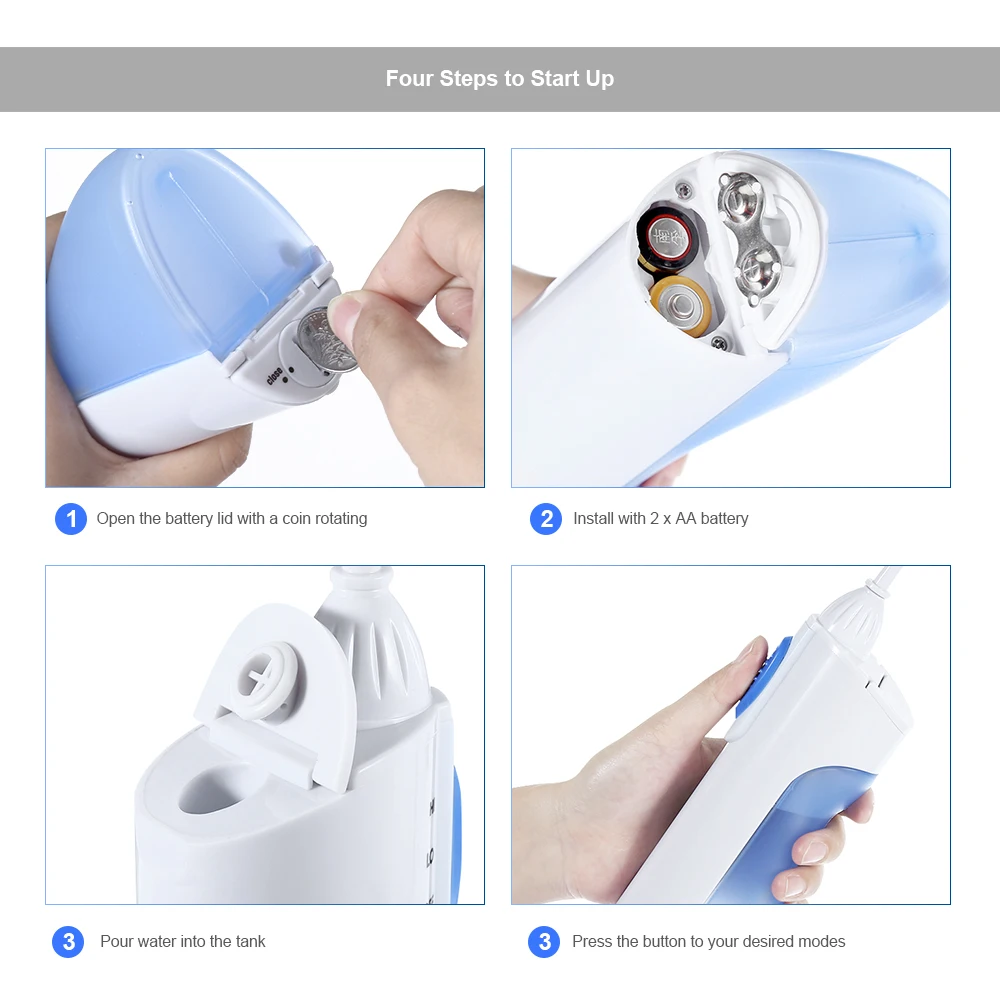 Portable Desktop Electric Dental Water Flosser Cordless Teeth Cleaning Tools with 2 Floss Tips