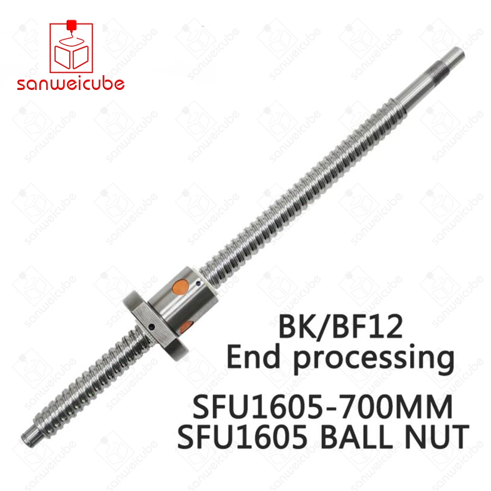 

SFU1605 16mm 1605 Ball Screw Rolled C7 ballscrew SFU1605 700mm with one 1605 flange single ball nut for CNC parts and machine