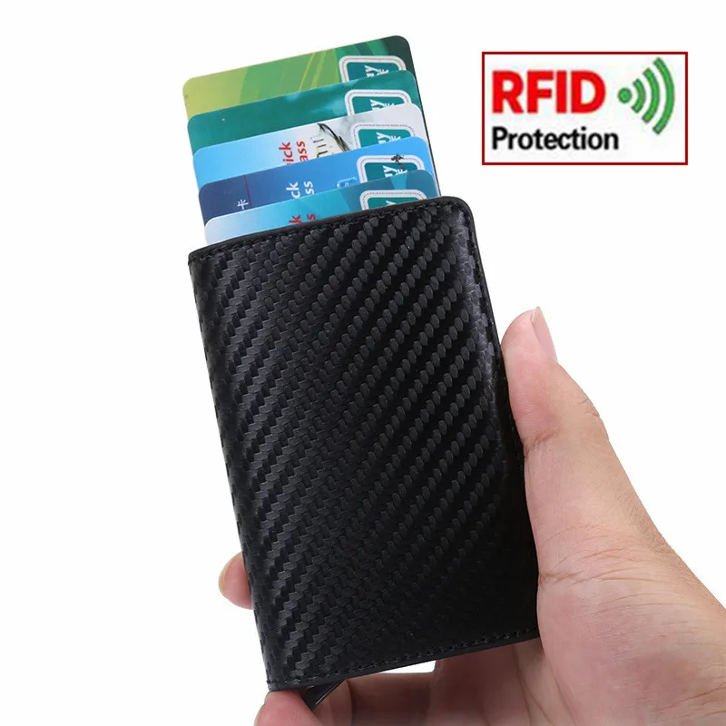 

2019 Thin Credit Card Holders Business ID Card Case Fashion Automatic RFID Blocking Card Holder Aluminium Bank Card Wallets