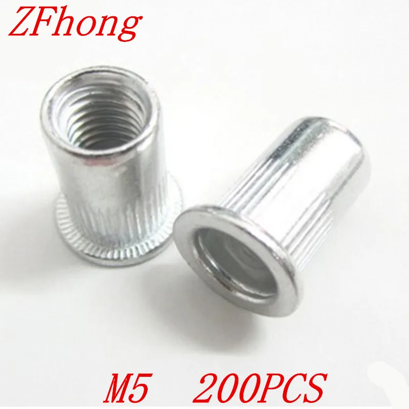 200pcs m5 Aluminium rivet nut Metric Flat Head Blind Insert nut PEM