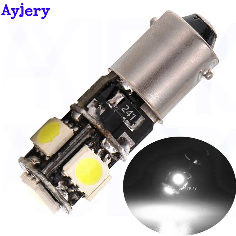 AYJERY 100X Super Bright 12V BA9S CANBUS 5 SMD 5050 LED T4W 5SMD No Error Car Interior Bulb Wedge Lamp White Lights | Автомобили и