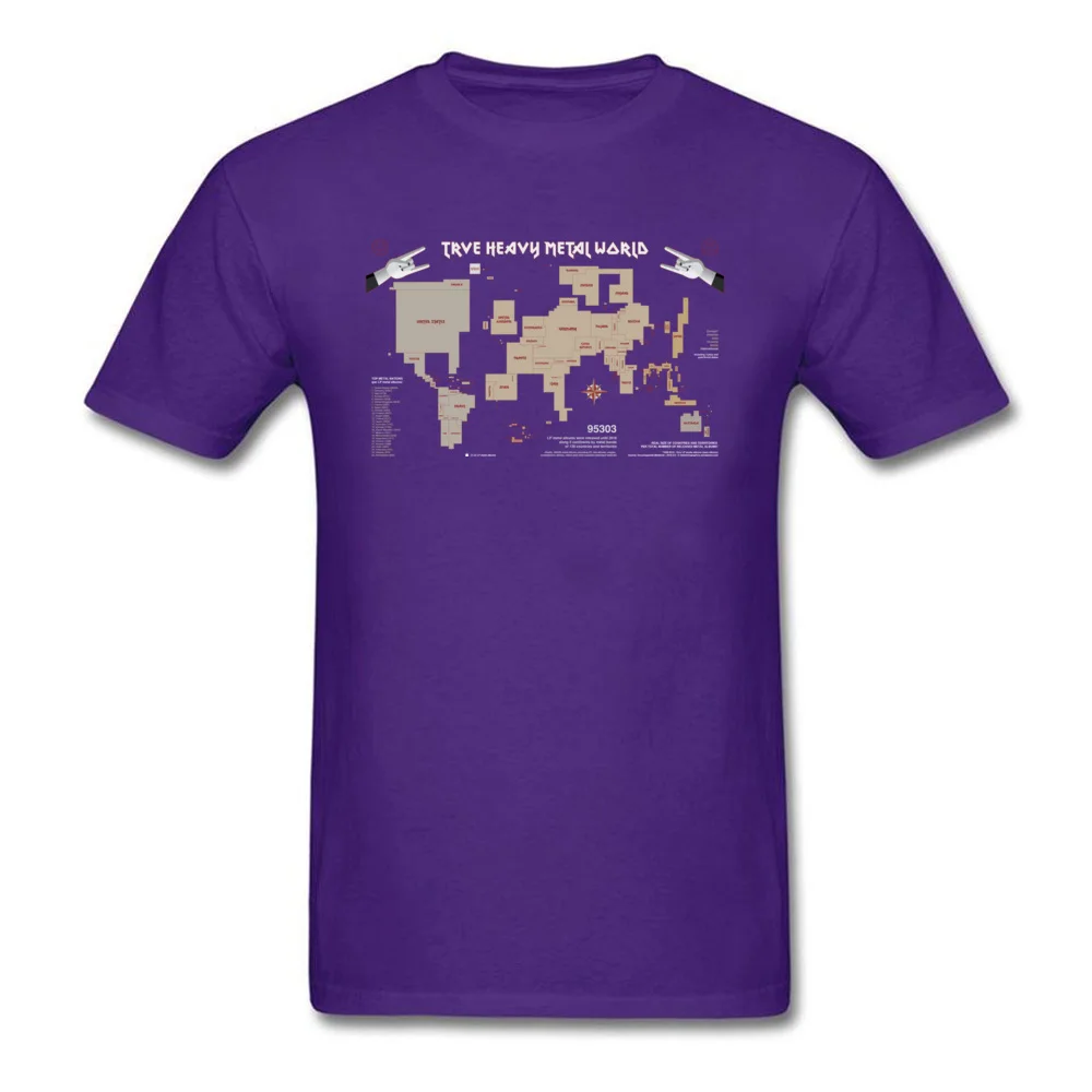 Tops Tees True Heavy Metal World Map ostern Day Short Sleeve Pure Cotton Crewneck Men T Shirt Summer Sweatshirts Prevailing True Heavy Metal World Map purple
