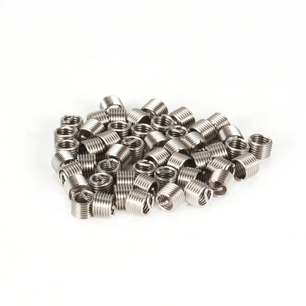 

50PCS Threaded Inserts M6 1.0 1.5D Stainless Steel Wire Helicoil Fasteners Hardware Repair Tools Screw Sleeve Set