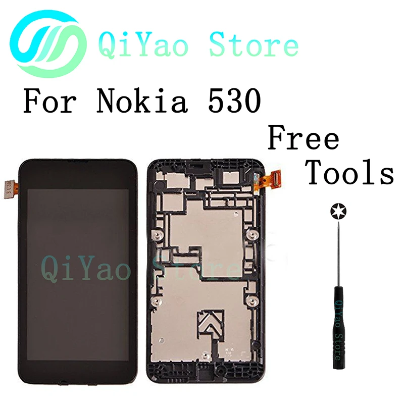 

For Nokia Lumia 530 LCD Display+Touch Screen Digitizer Assembly+Frame+Free Tools