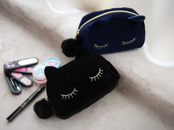 

062618 new hot lady small cute cat makeup bag female hand bag change purse