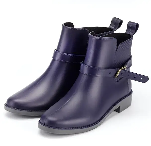 Rouroliu Women Autumn Ankle Rain Boots PVC Waterproof Water Shoes Woman Non-Slip Buckle Wellies RB71 Rouroliu Women Autumn Ankle Rain Boots PVC Waterproof Water Shoes Woman Non-Slip Buckle Wellies RB71