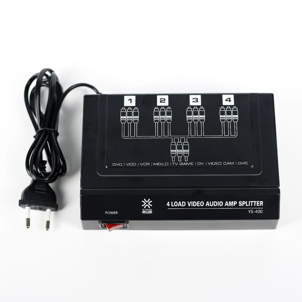 Высокое качество 4 способ 1 в из 3 RCA аудио видео AV Усилители домашние Splitter HDTV DVD VCD