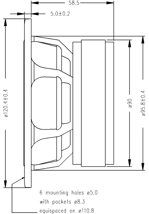 HF-136 HiFi динамики 8 дюймов жесткий керамический купол/Вуфер блок C220-6-2215. 8ohm 150W 90dB