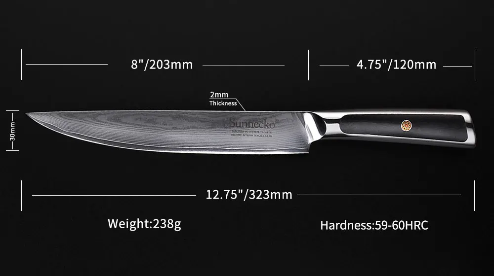 SUNNECKO 6 шт Кухня Набор ножей Slicer утилита Santoku шеф-повар Ножи ножи японский Дамаск VG10 Сталь Sharp G10 ручка