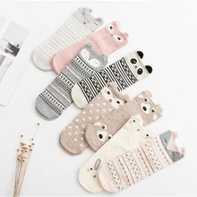 Симпатичные женские домашние тапочки в виде, короткие носки, женские носки, Meias, носочки для 3D и малышек, начинающих ходить, осенние-зимние теплые носки для девушек и девочек забавные носки Calcetines Mujer