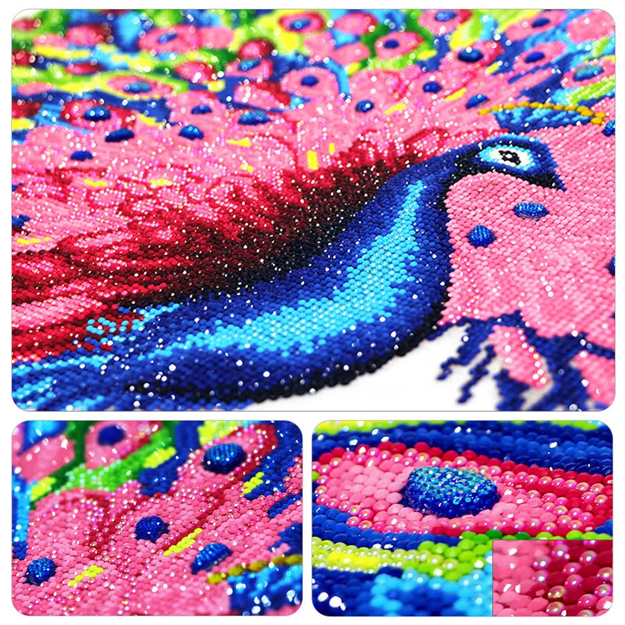 

Azqsd Special Shaped Diamond Painting Animal DIY 5D Diamond Mosaic Cross Stitch Peacock Partial Drill Series Wall Decor 114x58cm