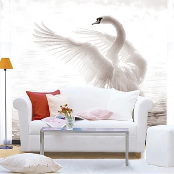 

Wholesale Chinese Style Mural White Swan Goose 3D Wall Mural for Living Room TV Sofa Background 3d Photo Murals Fresco Sticker