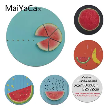 

MaiYaCa Watermelon Red and Green Summer Fruit Unique Desktop Pad Game Mousepad Custom Design Gaming Computer Round Mouse pads