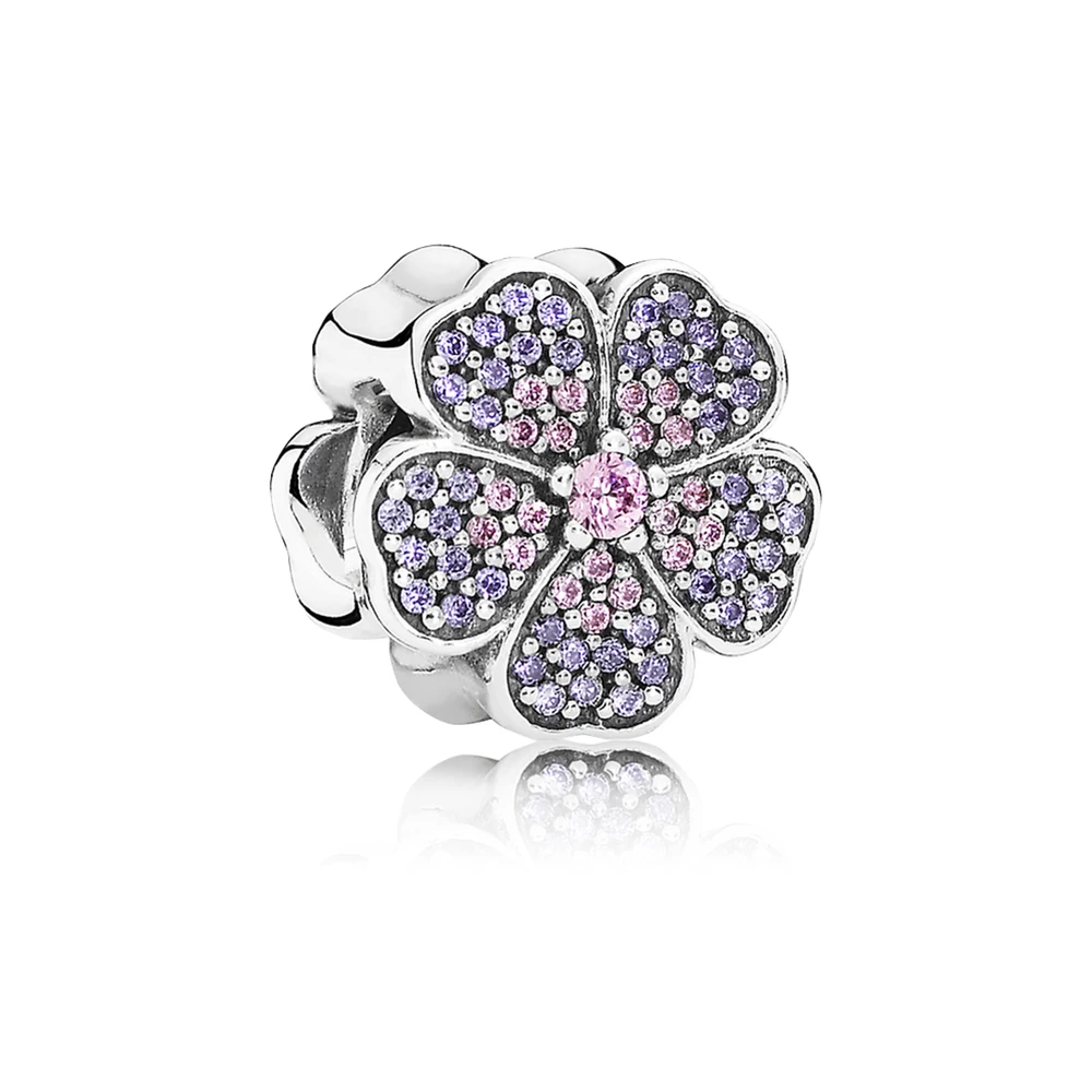 

Authentic 925 Sterling Silver Sparkling Primrose Charm Bracelet Beads Fit Pandora Charm Bracelet DIY Jewelry Bangle for women