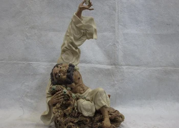 

Chinese Folk Pottery WuCai porcelain sleep Rest Rohan Dharma arhat Buddha Statue